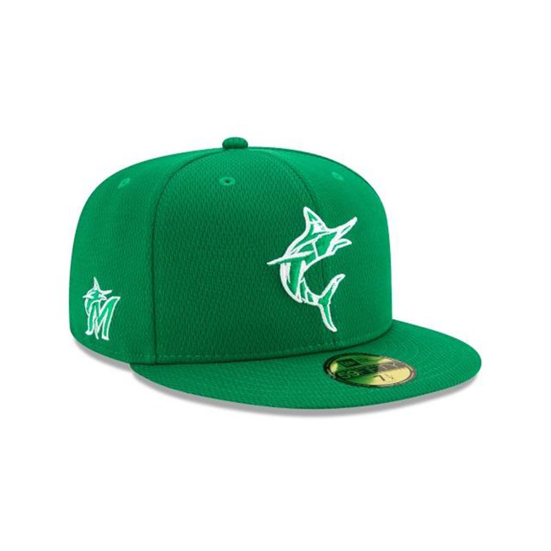 MLB Miami Marlins St Patricks Day 59Fifty Fitted (DBE7835) - Green New Era Caps